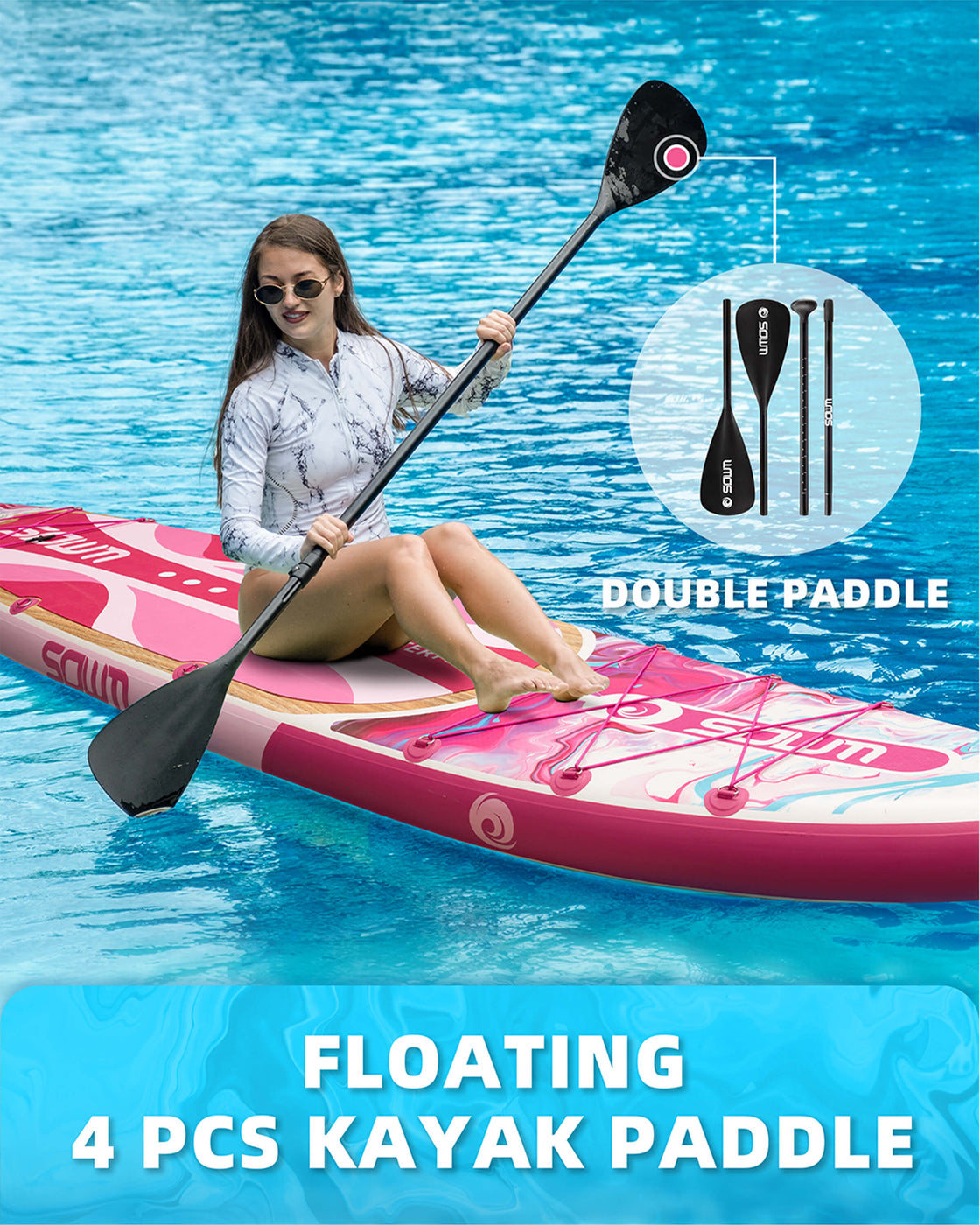 SOWM Inflatable SUP 11'x33'' Non-Slip Paddle Board for Adults, Youth,  Beginners