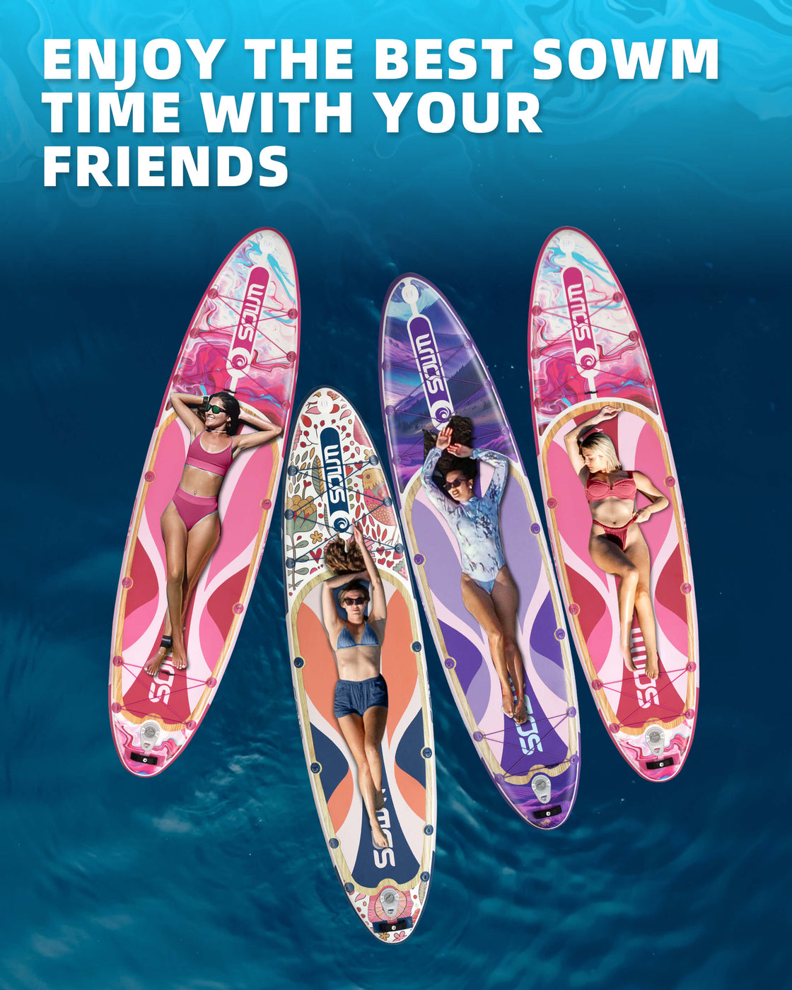 SOWM Inflatable SUP 11'x33'' Non-Slip Paddle Board for Adults, Youth,  Beginners