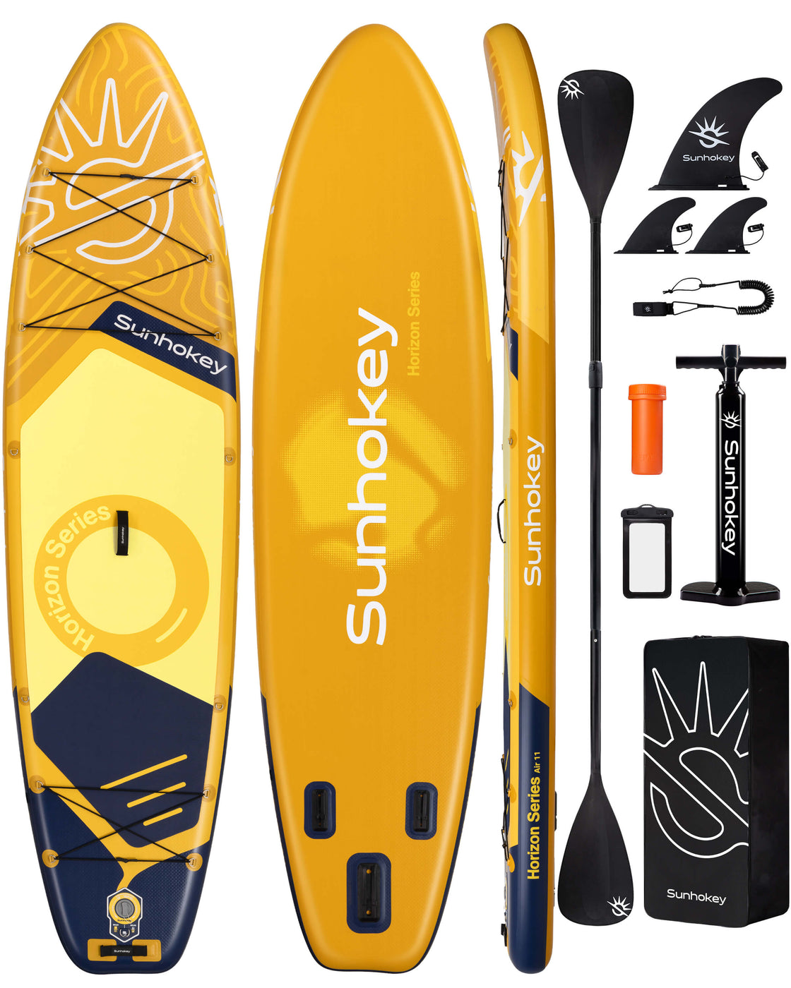 SUNHOKEY 2-Blade Paddle Board Set 11'x34" Extra Wide iSUP for Fishing Yoga