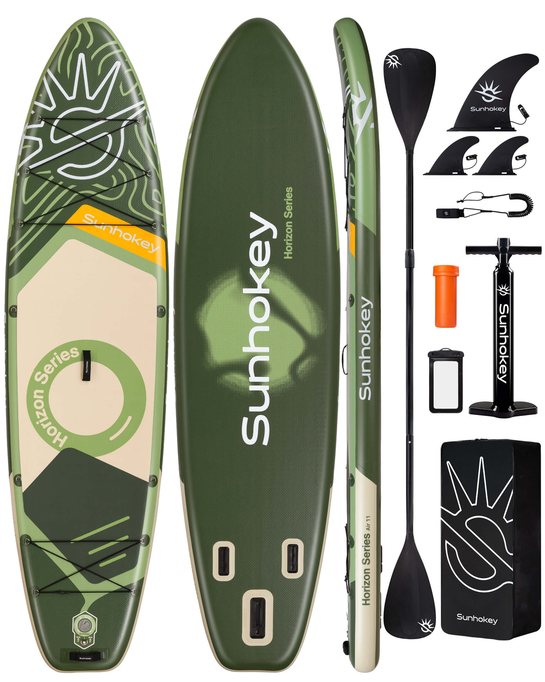 SUNHOKEY 2-Blade Paddle Board Set 11'x34" Extra Wide iSUP for Fishing Yoga