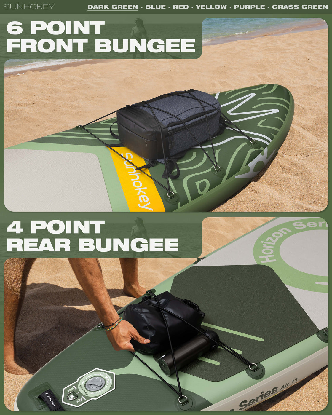 SUNHOKEY 2-Blade Paddle Board Set 11'x34" Extra Wide iSUP for Fishing Yoga
