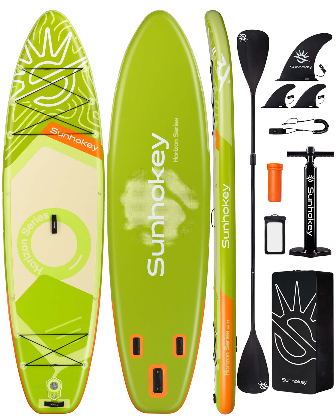 SUNHOKEY 2-Blade Paddle Board Set 11'x34" Extra Wide iSUP for Fishing Yoga