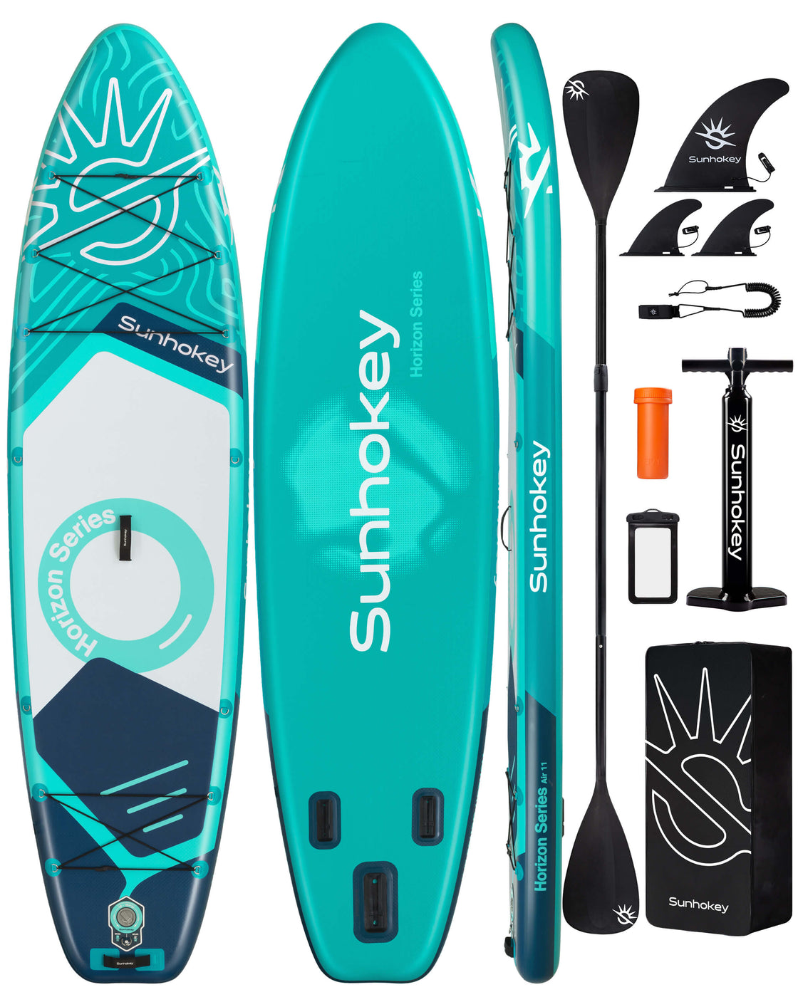 SUNHOKEY 2-Blade Paddle Board Set 11'x34" Extra Wide iSUP for Fishing Yoga