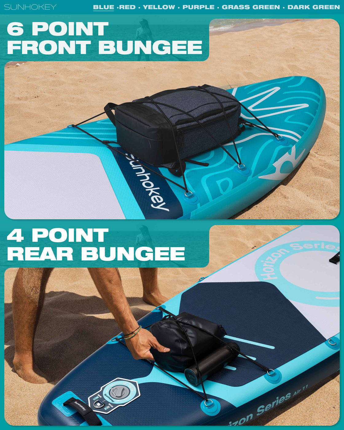 SUNHOKEY 2-Blade Paddle Board Set 11'x34" Extra Wide iSUP for Fishing Yoga