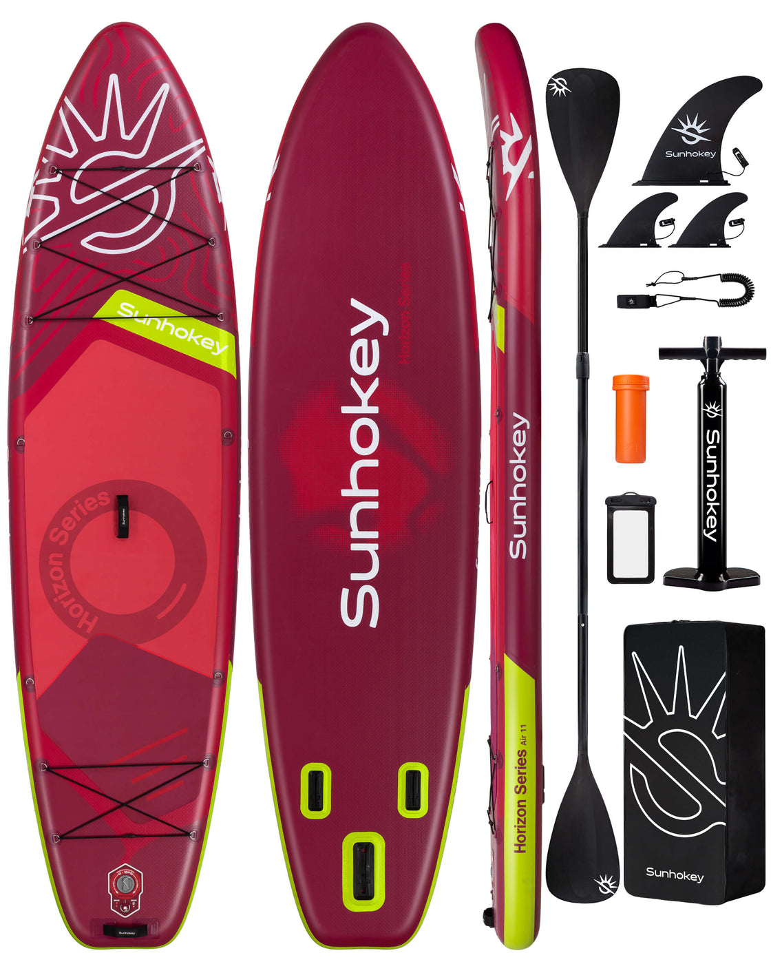 SUNHOKEY 2-Blade Paddle Board Set 11'x34" Extra Wide iSUP for Fishing Yoga