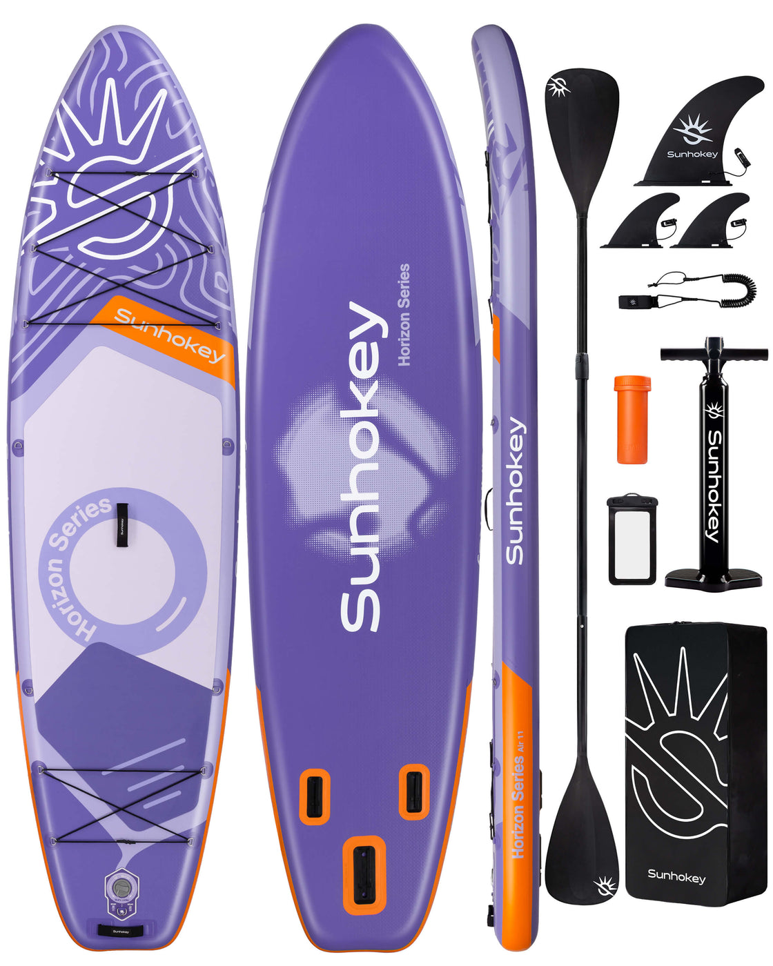 SUNHOKEY 2-Blade Paddle Board Set 11'x34" Extra Wide iSUP for Fishing Yoga