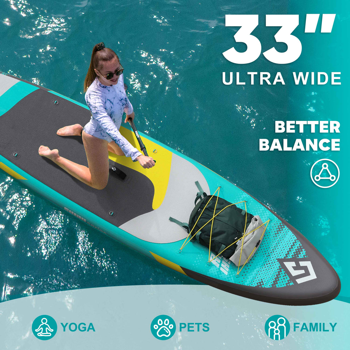 Starcity 11ft Inflatable Paddle Board 11’x34” Extra Wide Spacious Stable Anti-Slip SUP