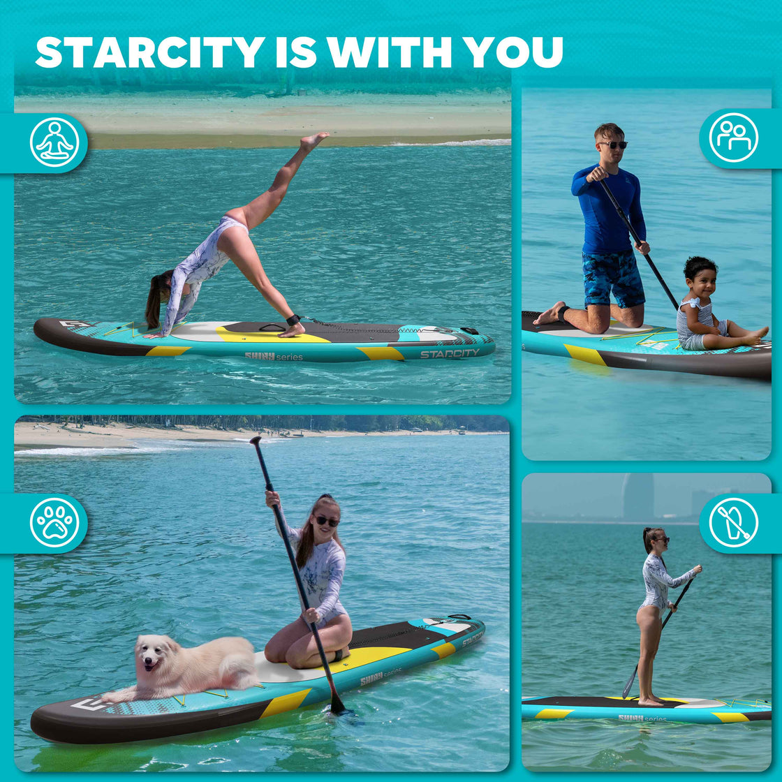 Starcity 11ft Inflatable Paddle Board 11’x34” Extra Wide Spacious Stable Anti-Slip SUP