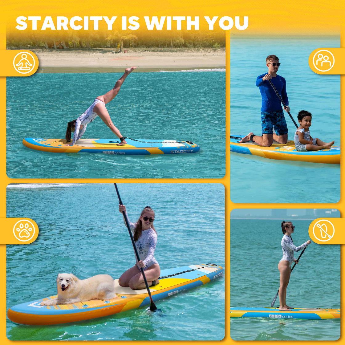 Starcity 11ft Inflatable Paddle Board 11’x34” Extra Wide Spacious Stable Anti-Slip SUP