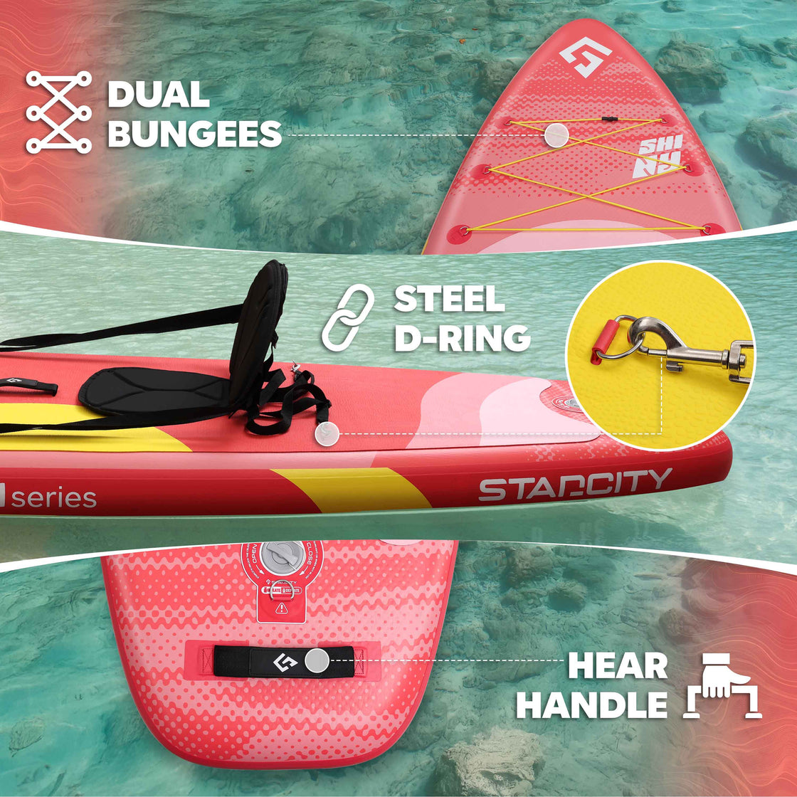 Starcity 11ft Inflatable Paddle Board 11’x34” Extra Wide Spacious Stable Anti-Slip SUP