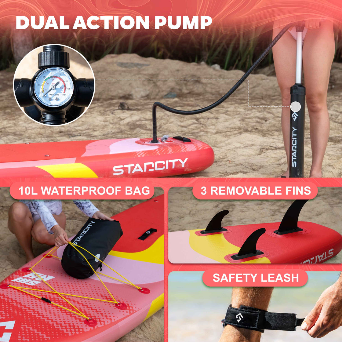 Starcity 11ft Inflatable Paddle Board 11’x34” Extra Wide Spacious Stable Anti-Slip SUP