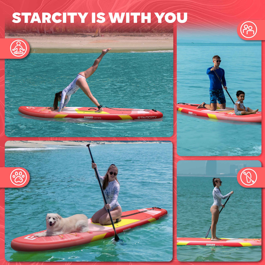 Starcity 11ft Inflatable Paddle Board 11’x34” Extra Wide Spacious Stable Anti-Slip SUP