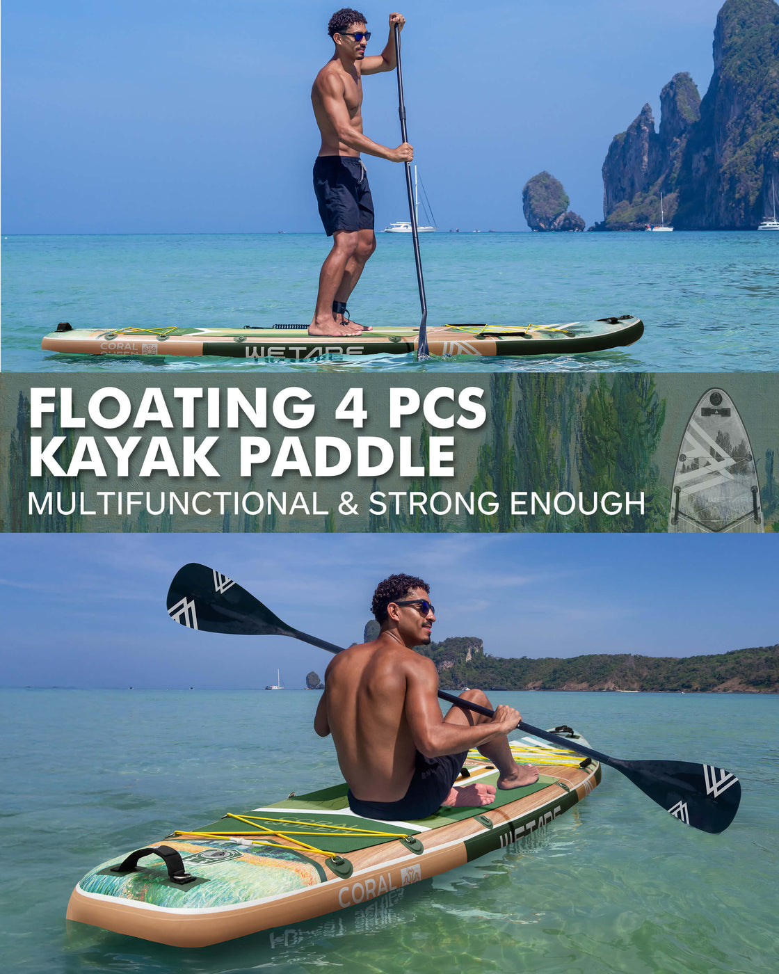 WETARE 11'6"x35" Inflatable SUP Board 450lbs Capacity Paddleboard for Yoga & Surf