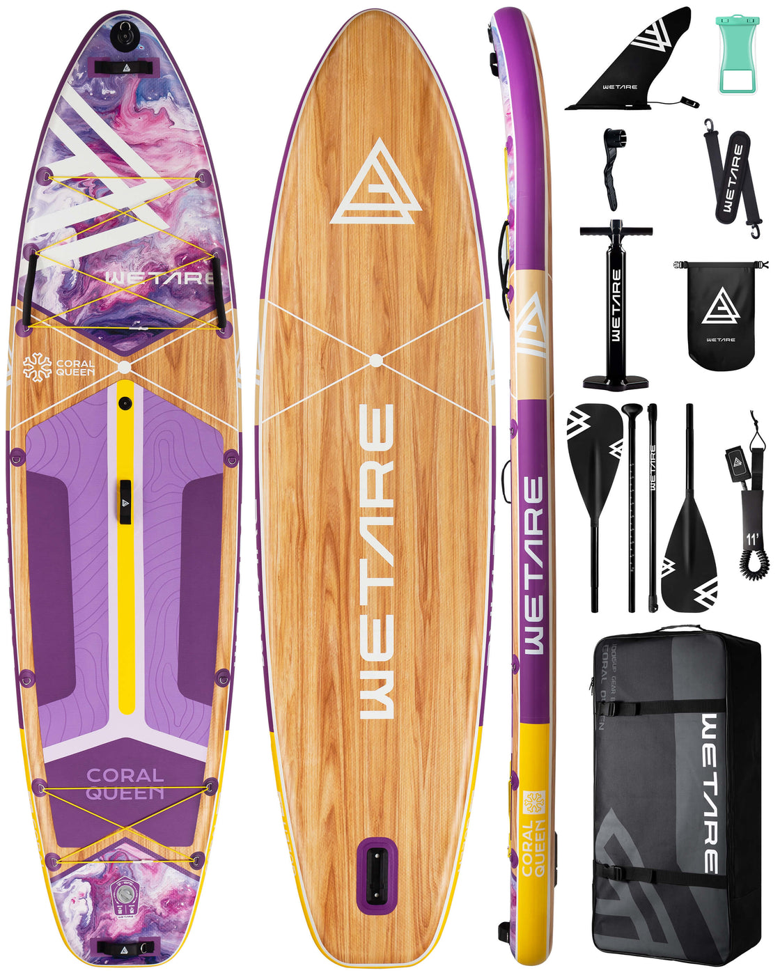 WETARE 11'6"x35" Inflatable SUP Board 450lbs Capacity Paddleboard for Yoga & Surf