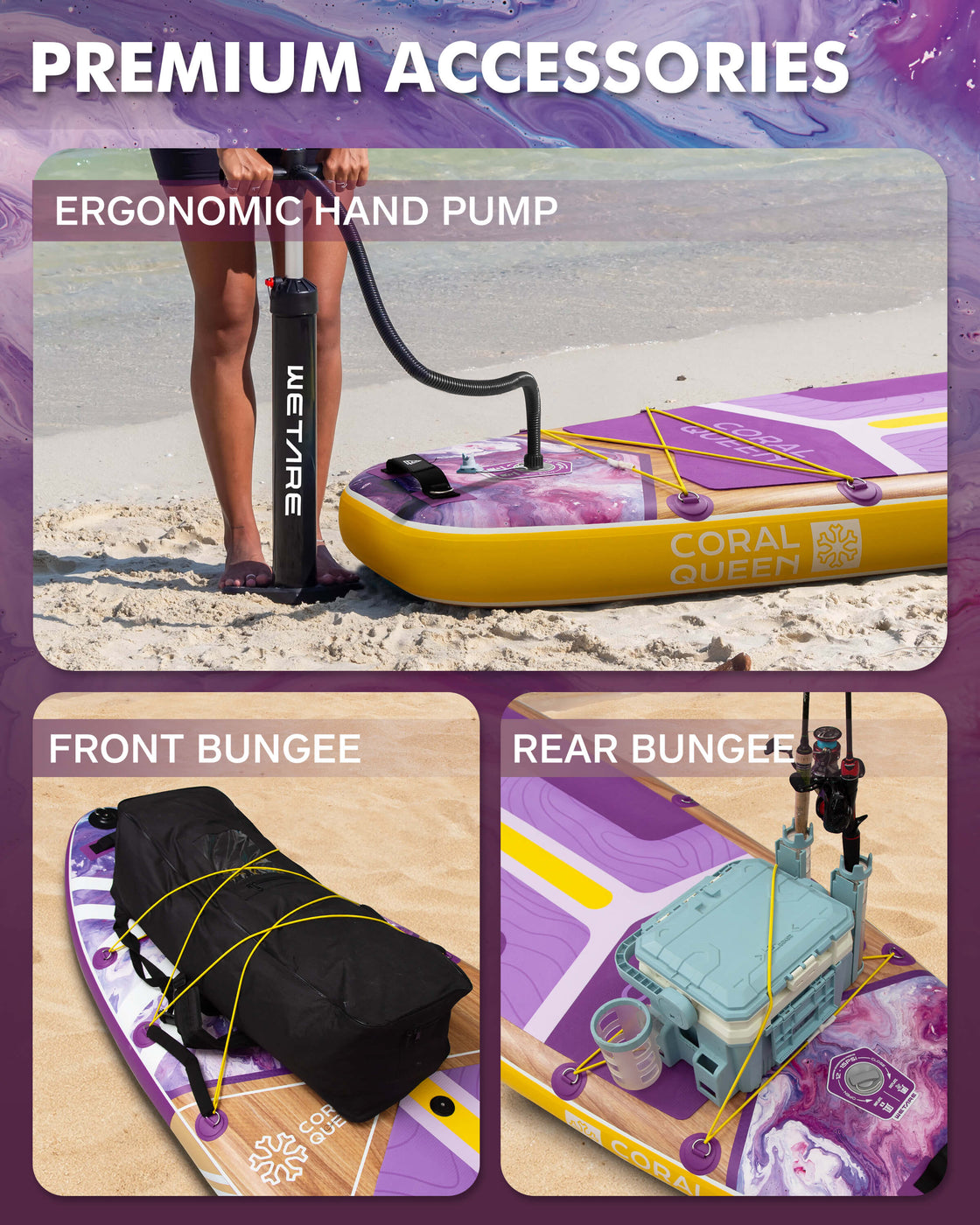 WETARE 11'6"x35" Inflatable SUP Board 450lbs Capacity Paddleboard for Yoga & Surf
