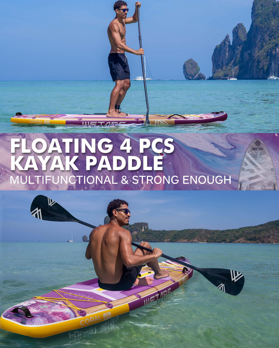 WETARE 11'6"x35" Inflatable SUP Board 450lbs Capacity Paddleboard for Yoga & Surf