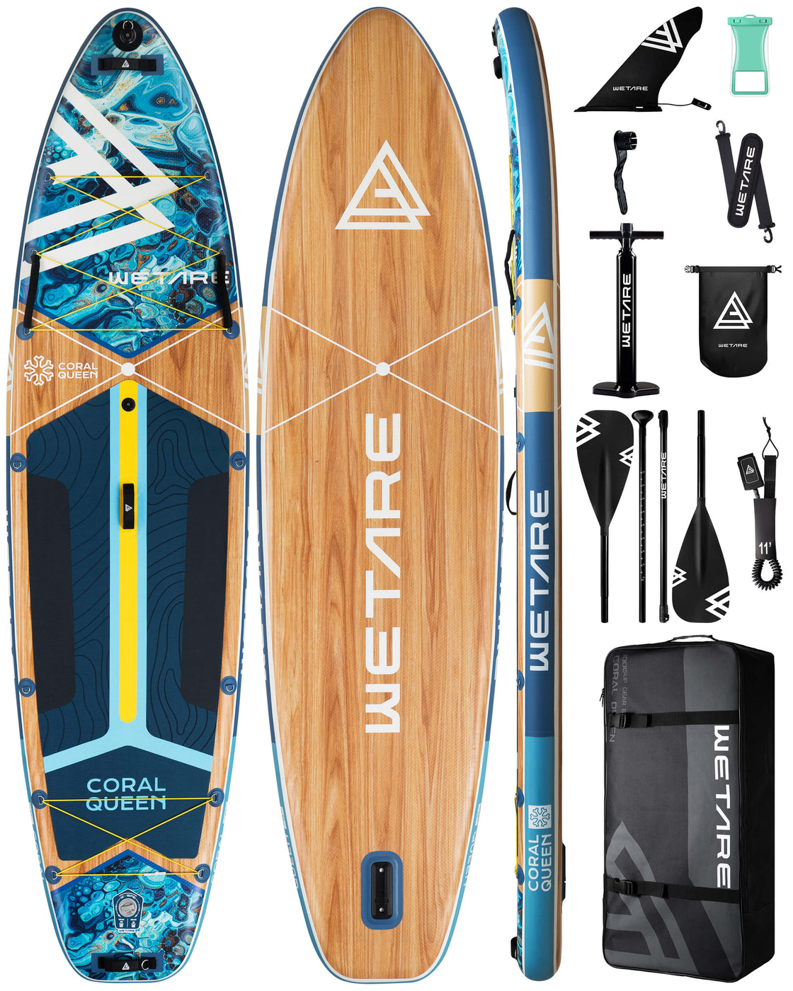 WETARE 11'6"x35" Inflatable SUP Board 450lbs Capacity Paddleboard for Yoga & Surf