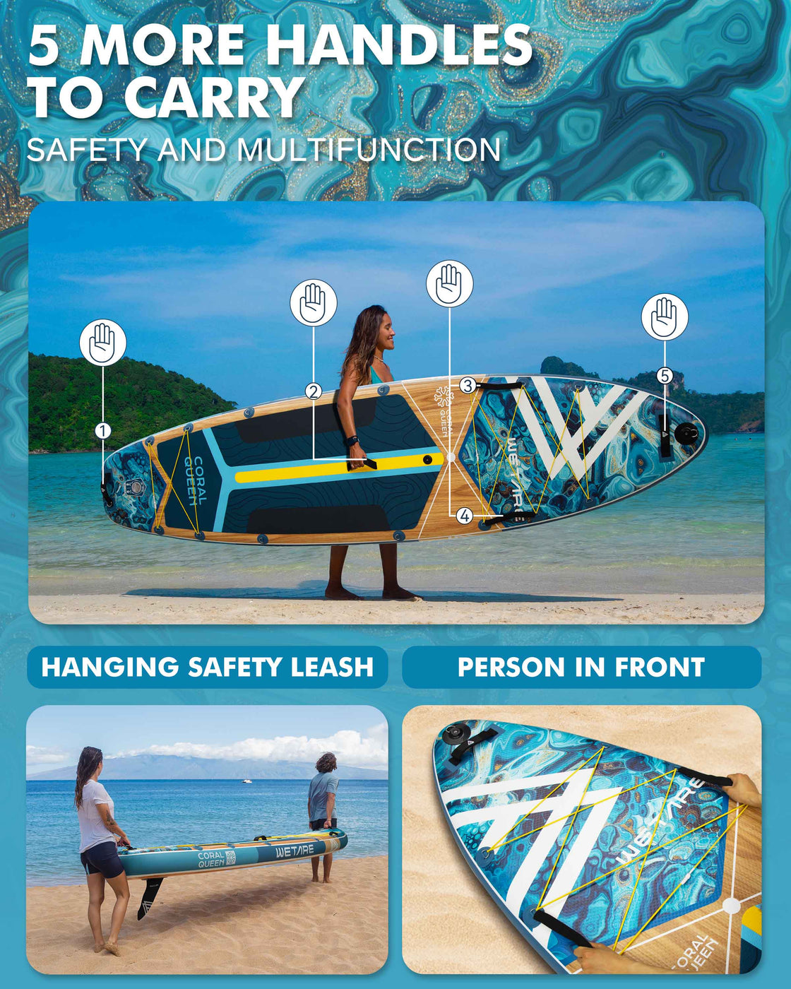 WETARE 11'6"x35" Inflatable SUP Board 450lbs Capacity Paddleboard for Yoga & Surf