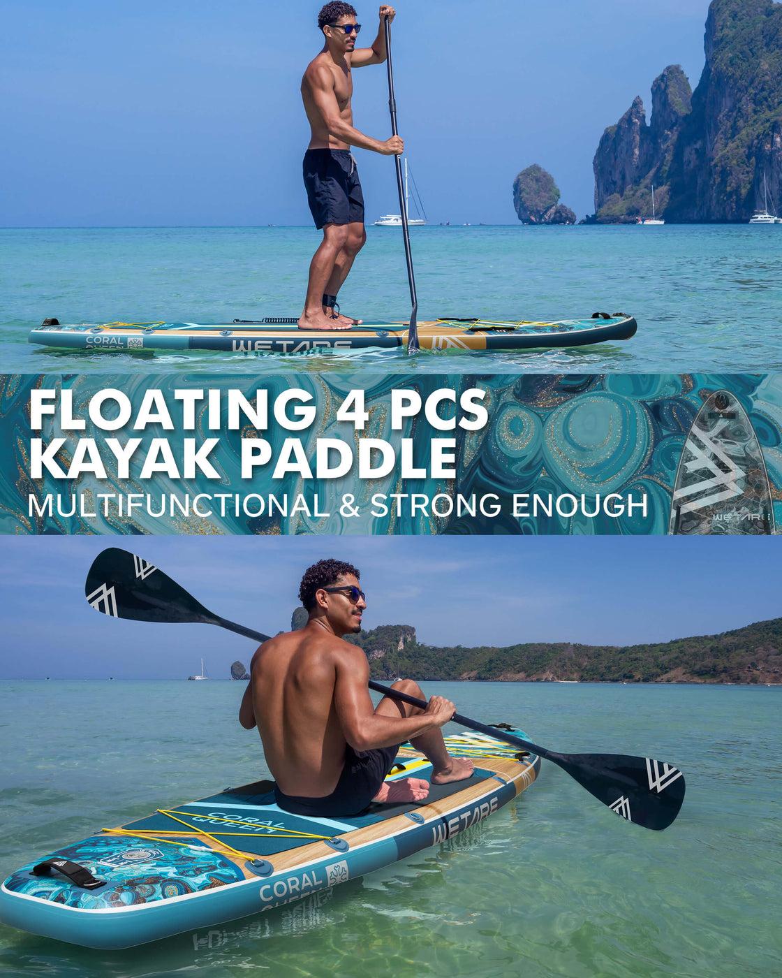WETARE 11'6"x35" Inflatable SUP Board 450lbs Capacity Paddleboard for Yoga & Surf